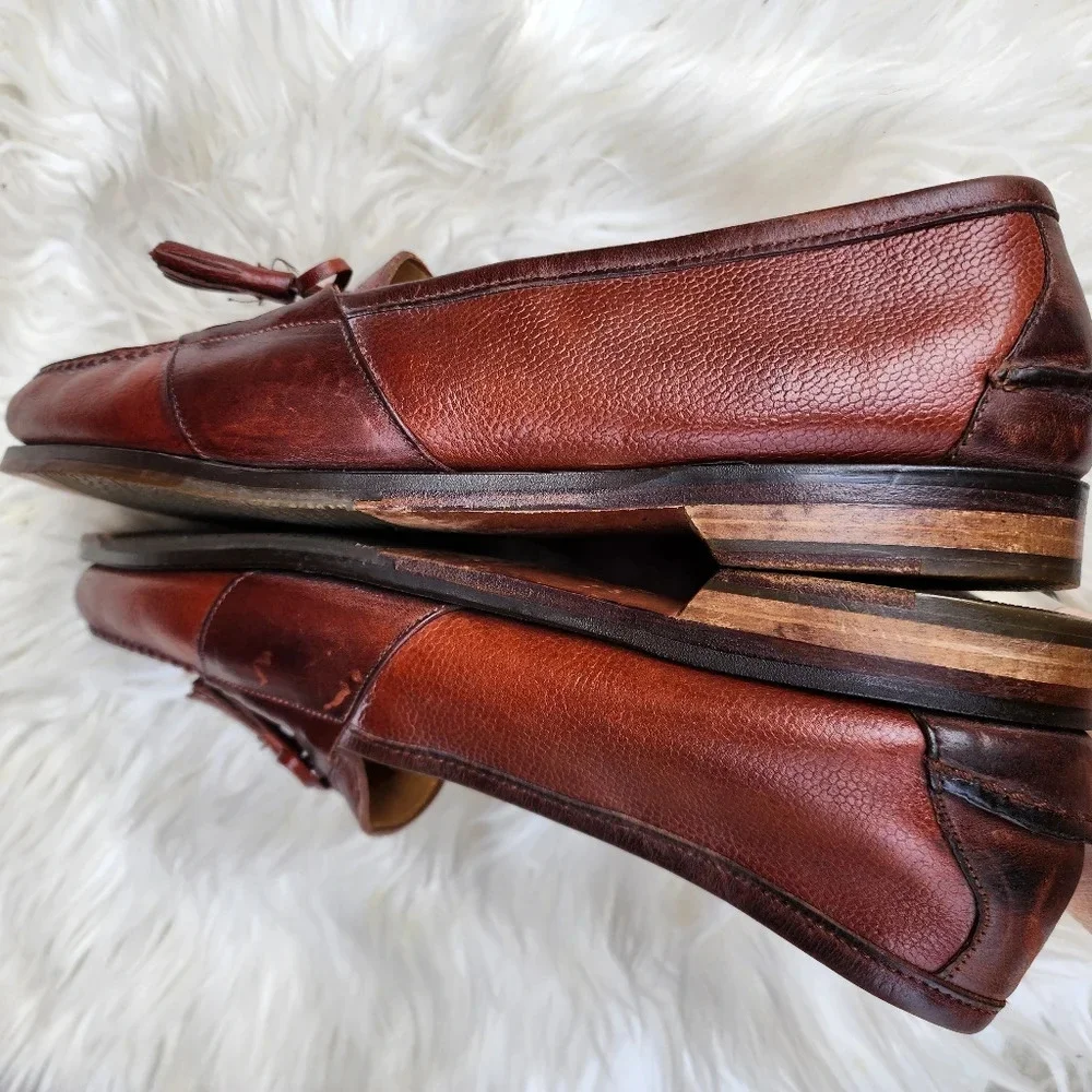 Johnston & Murphy Brown Leather Tassel Loafers Men's 10EE Wide Slip On